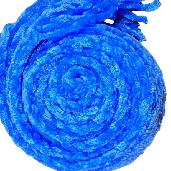 Cozy Bright Blue Long Skinny Crochet Fringe Scarf L80" X W3" Fringe 3" - Picture 1 of 6